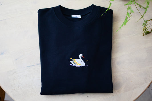 お花の白鳥スウェットシャツ